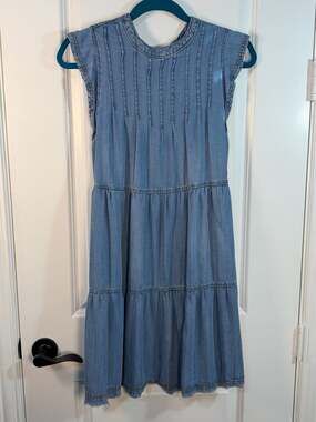 Velvet Heart tiered denim midi dress with